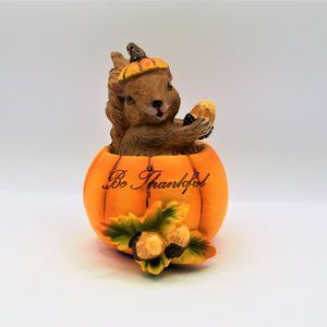 "Be Thankful"  Squirrel in a Pumpkin Table piece